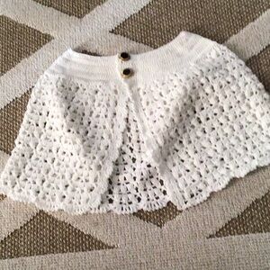 White Crochet Skirt with Button Detail
